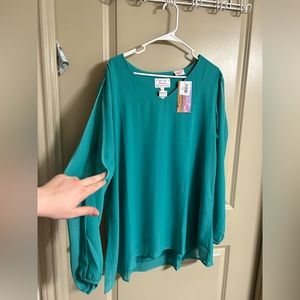 Panhandle, long sleeve open arm shoulder top